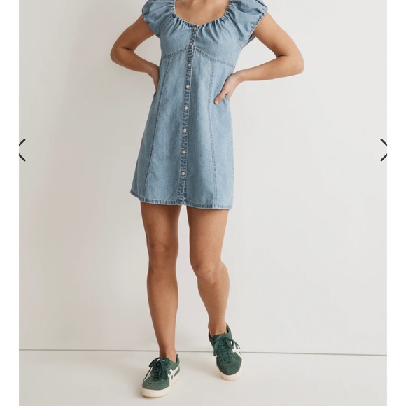 Madewell/ Denim Margie Mini Dress in Bevy Wash size 12 - Picture 6 of 9